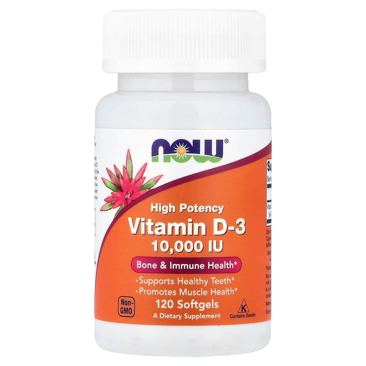 NOW Vitamin D3 High Potency 10000 IU 120 Softgels