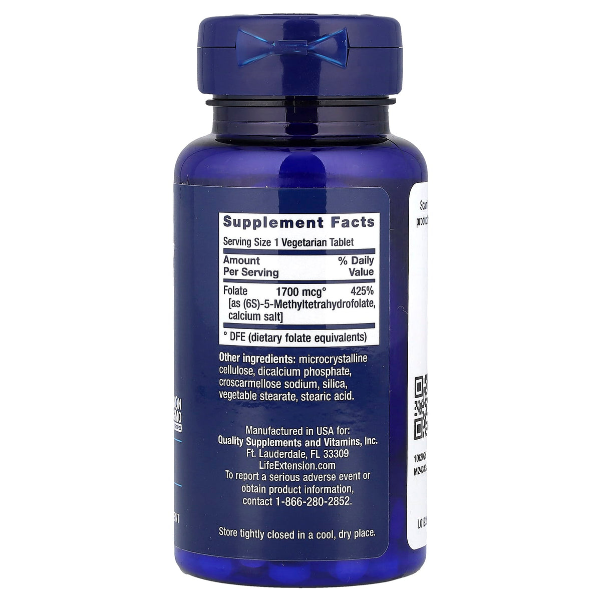 Life Extension Optimized Folate 1700 mcg DFE 100 Tablets