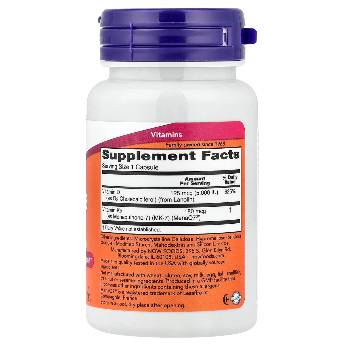 NOW Mega D3 & MK-7 60 Capsules