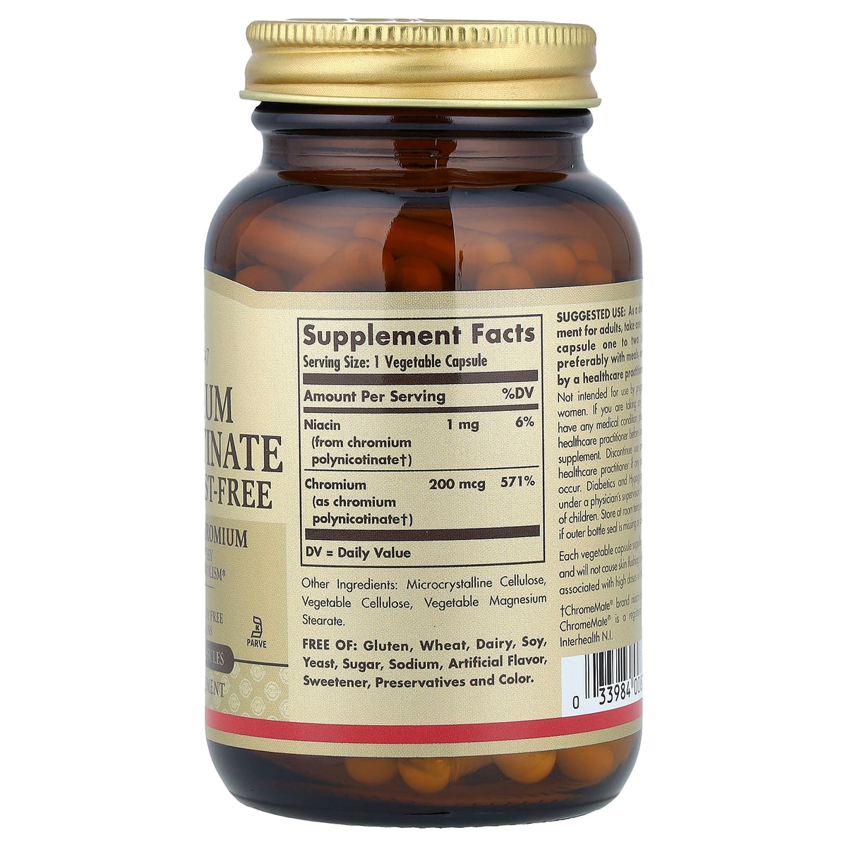 Solgar Chromium Polynicotinate 200 mcg 100 Capsules