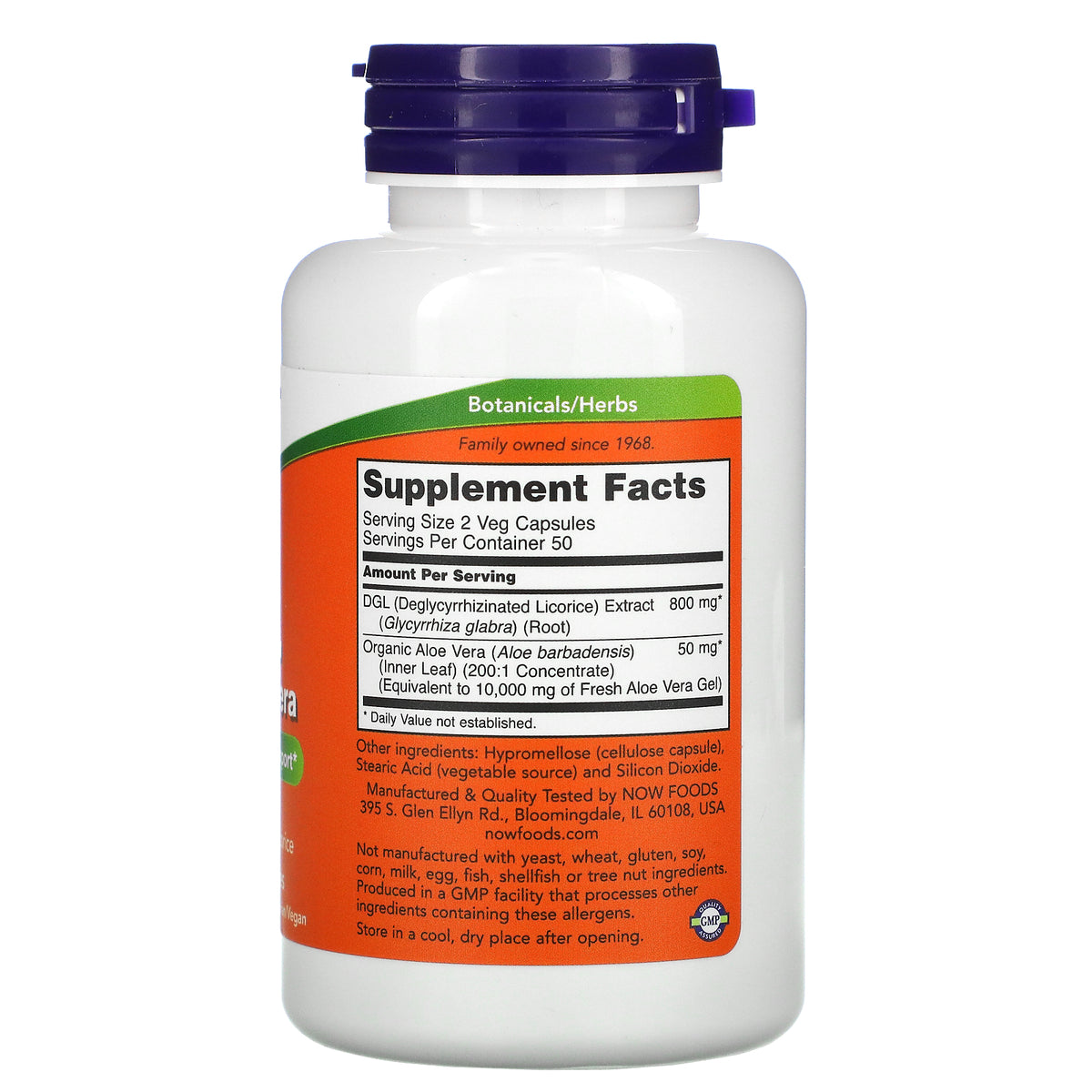 NOW DGL with Aloe Vera 400 mg 100 Capsules