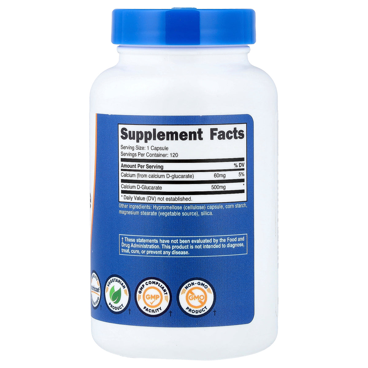 Nutricost كالسيوم دي-جلوكارات 500 ملجم، 120 كبسولة — صورة 2