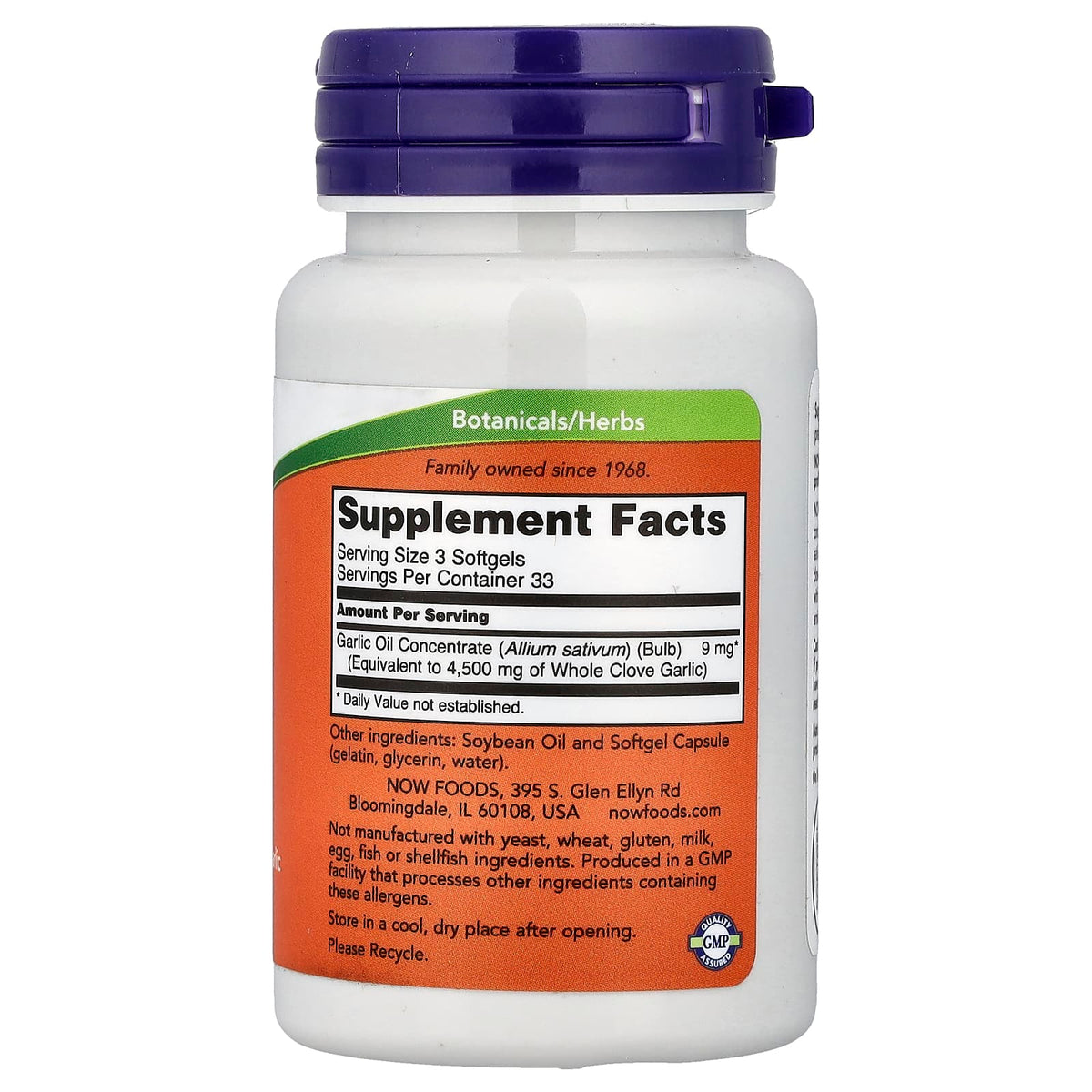NOW Garlic Oil 1500 mg 100 Softgels