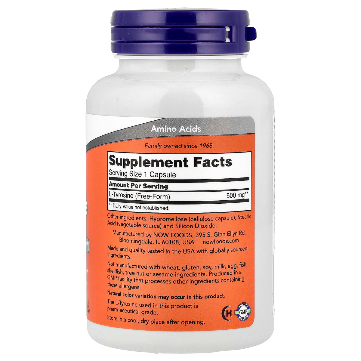 NOW L-Tyrosine 500 mg 120 Capsules