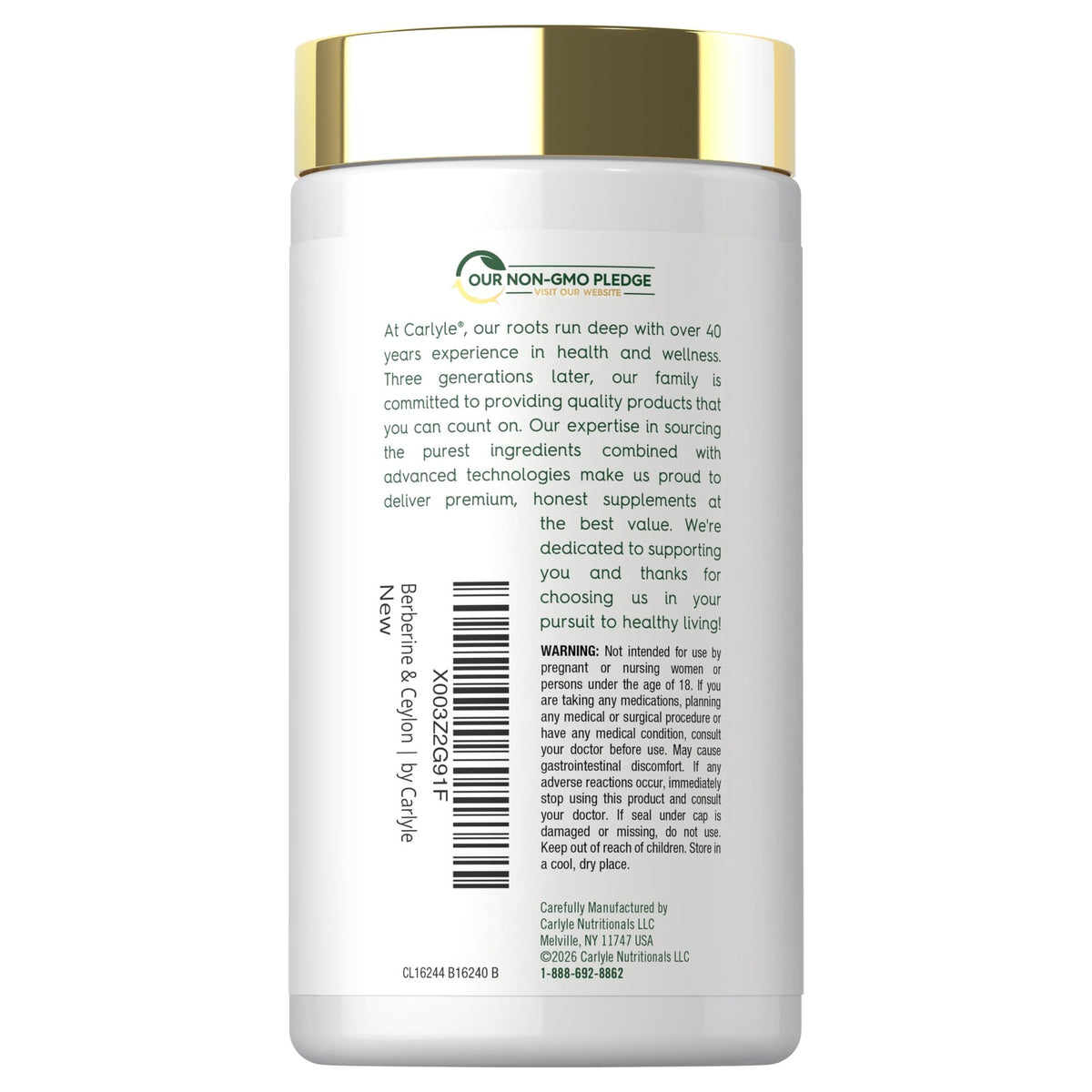 Carlyle Berberine with Ceylon Cinnamon 2000 mg 60 Capsules