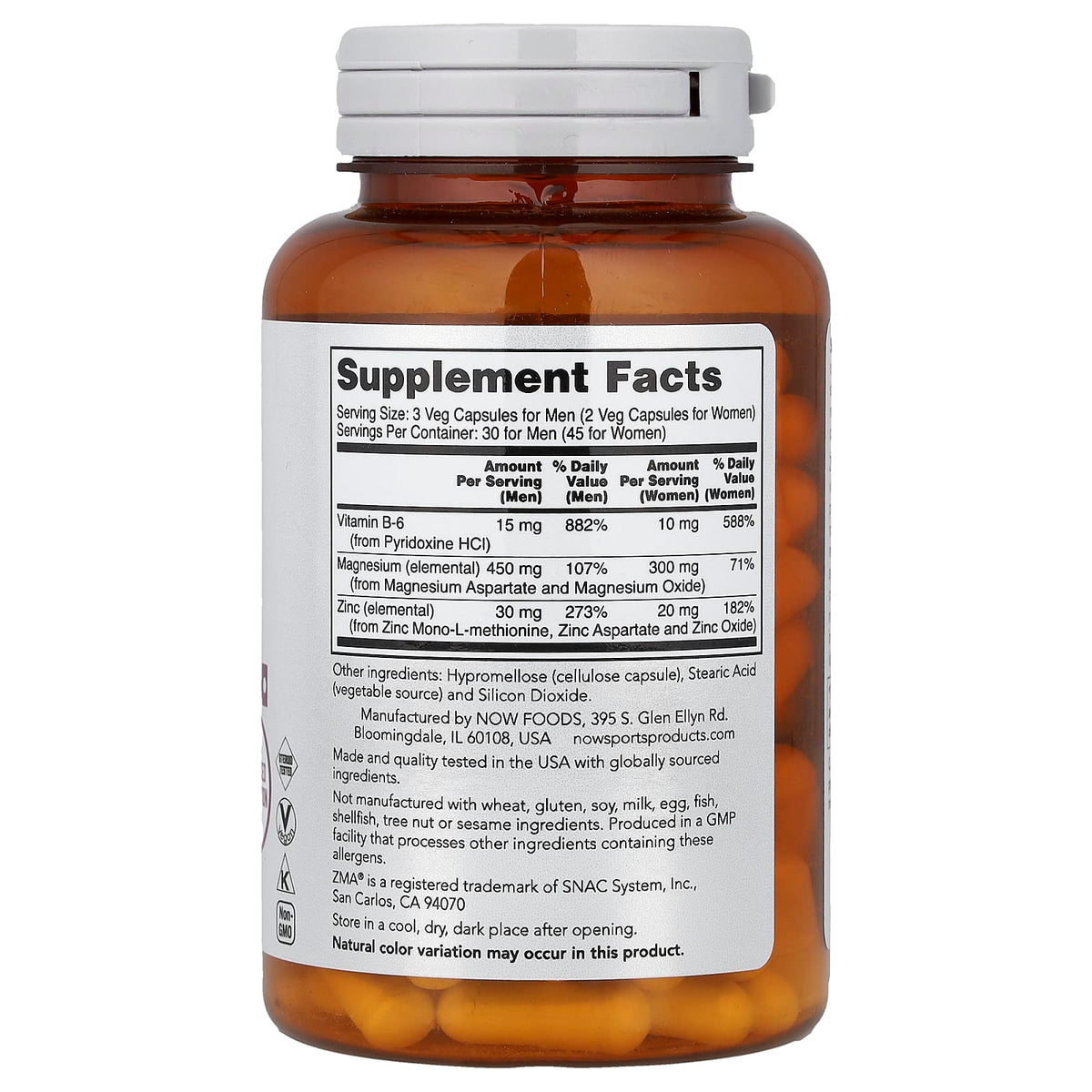 NOW Sports ZMA 90 Capsules