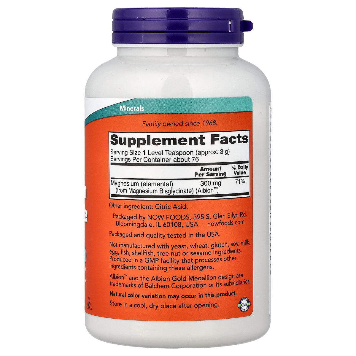 NOW Foods Magnesium Bisglycinate Powder 8 oz