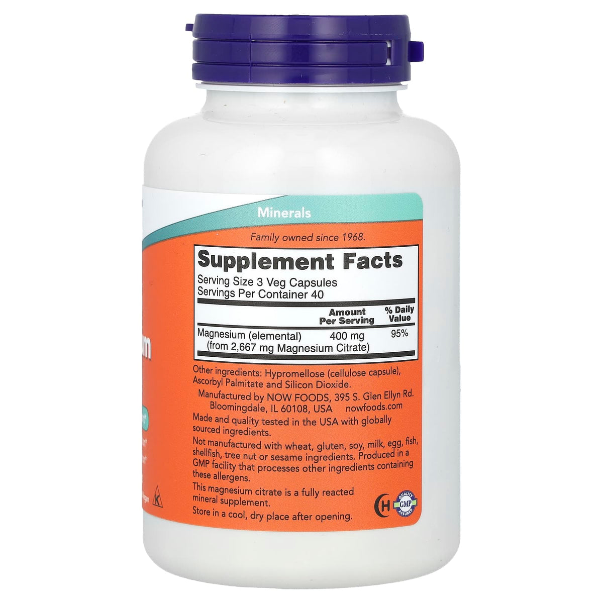 NOW Magnesium Citrate 133 mg 120 Capsules