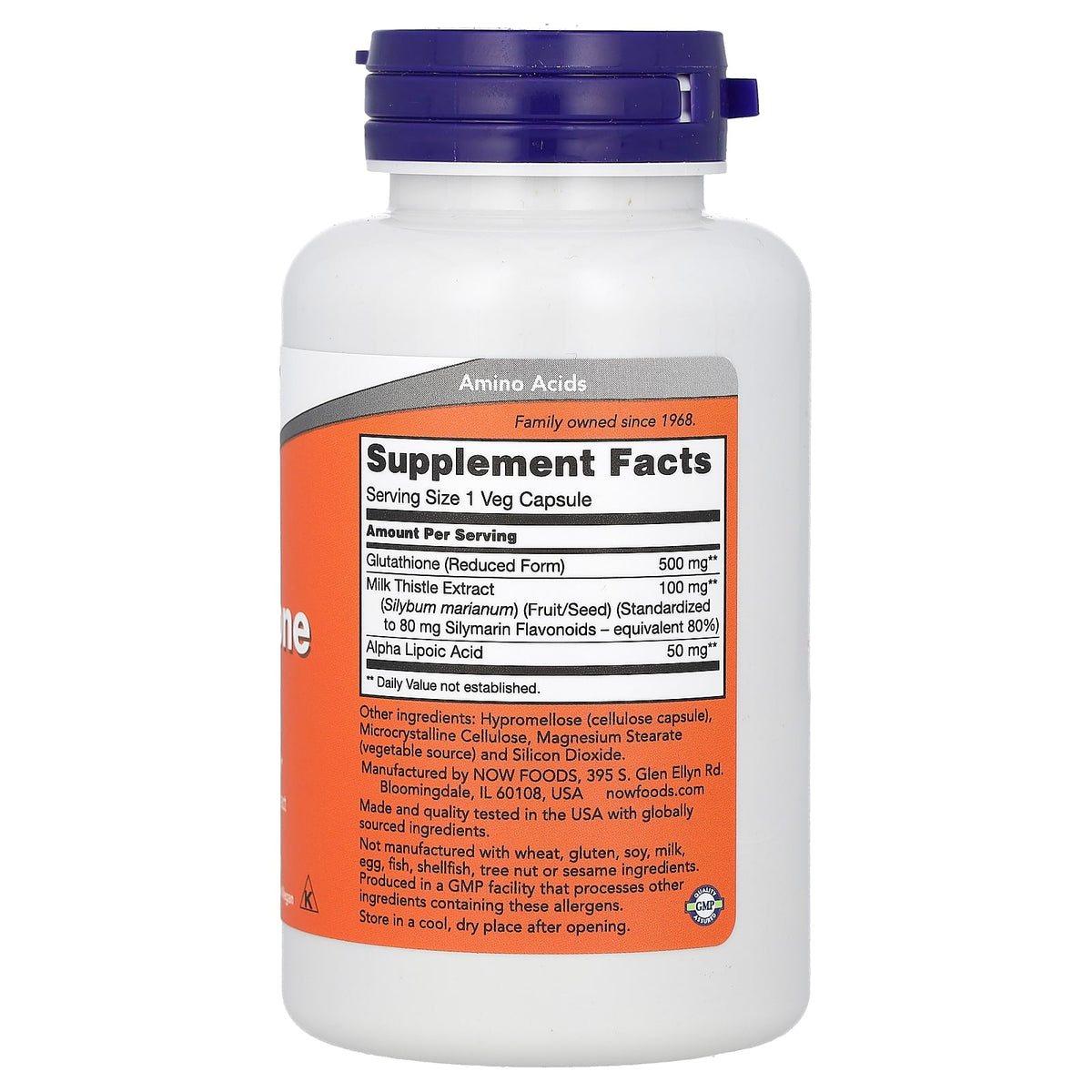 NOW Glutathione With Milk Thistle Extract & Alpha Lipoic Acid 60 Capsules