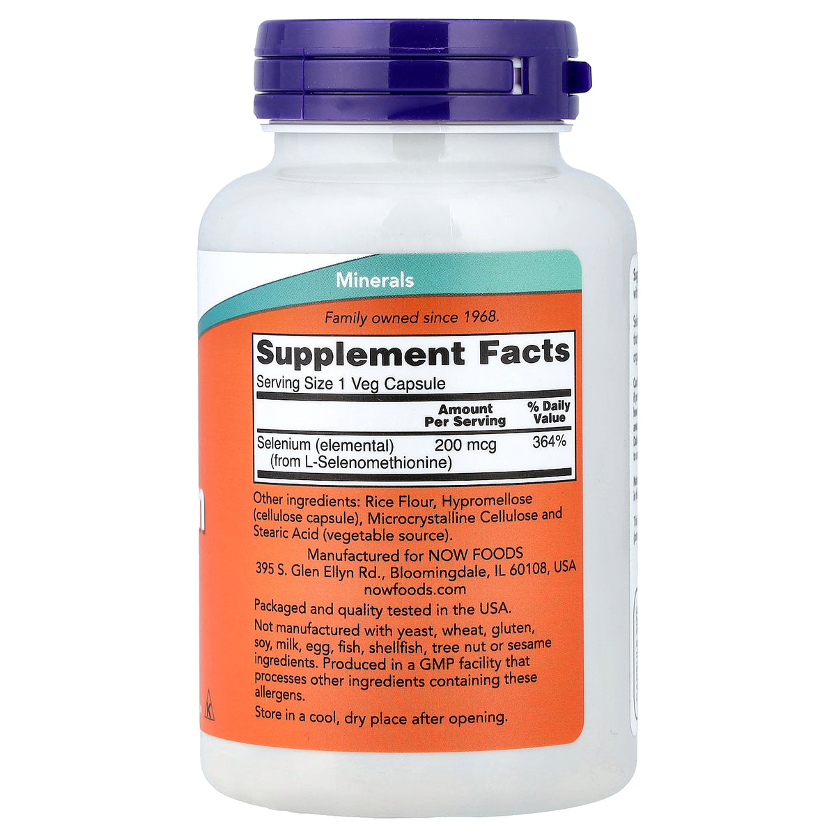 NOW Selenium 200 mcg 180 Capsules