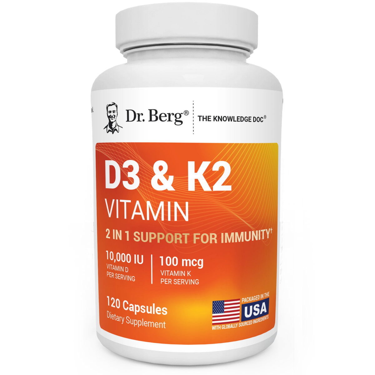 Dr. Berg D3 10000 & K2 Vitamin 120 Capsules