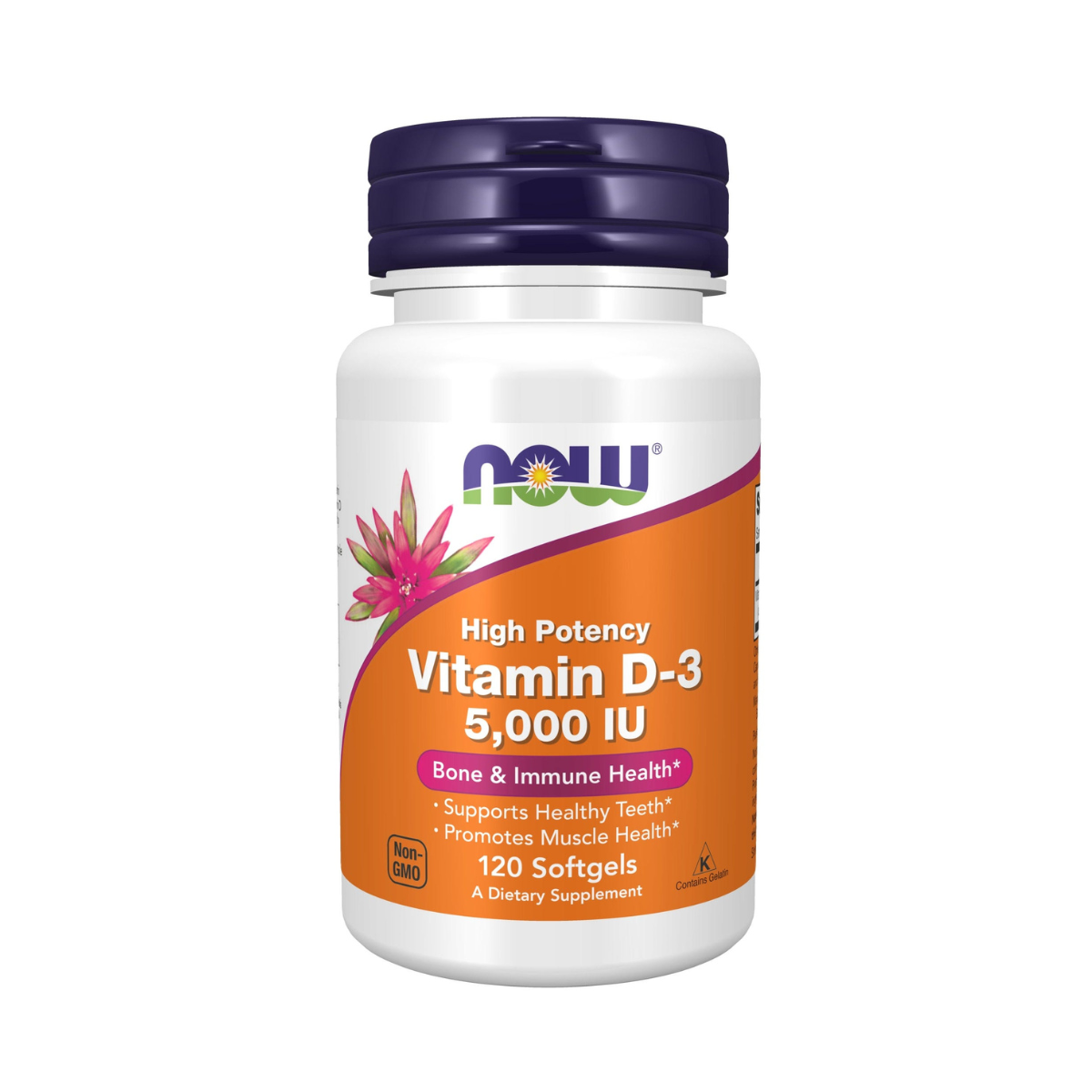 ناو فودز فيتامين د-3 عالي الفعالية - 5000 وحدة دولية - 120 كبسولة جيلاتينية