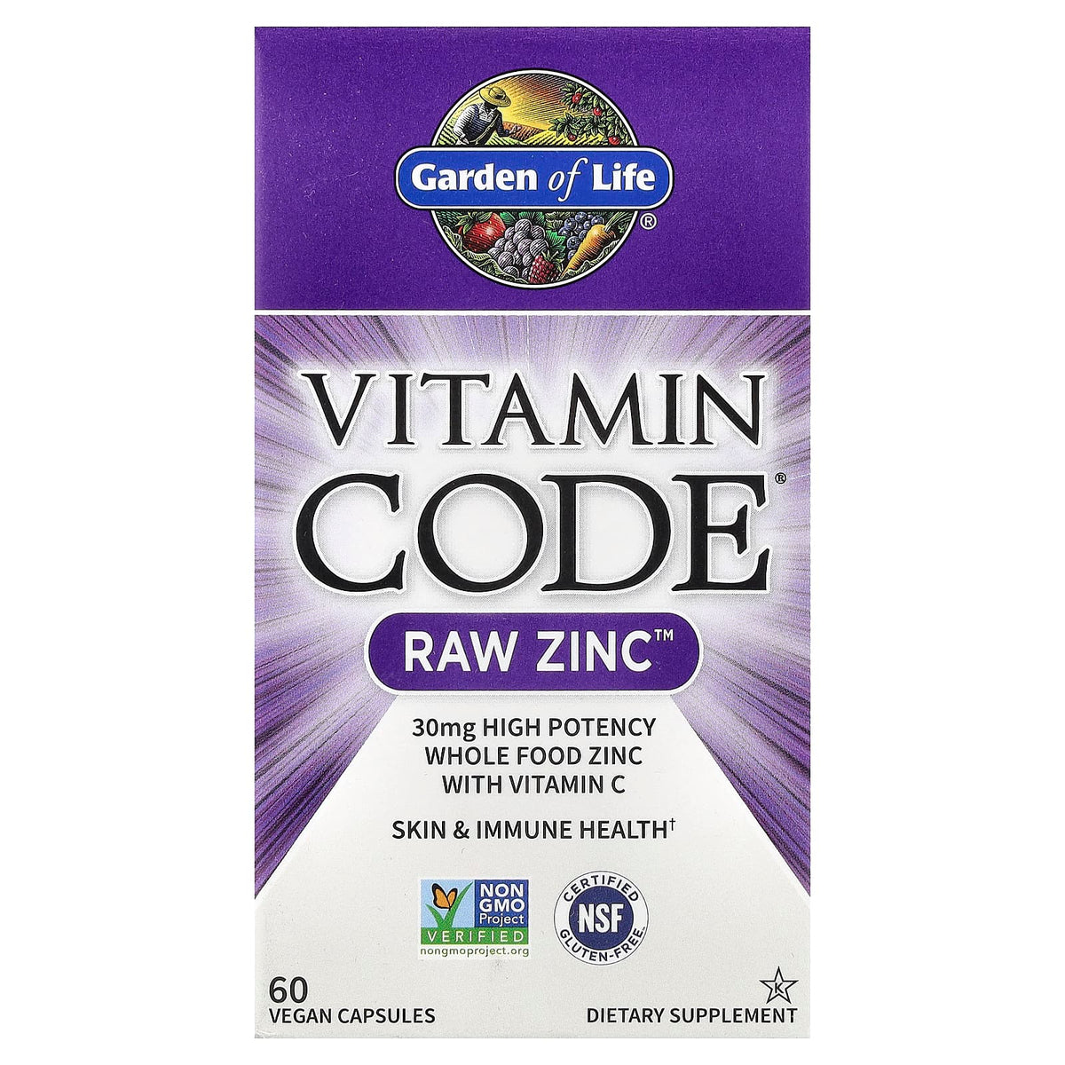 Garden of Life Vitamin Code RAW Zinc with Vitamin C 60 Capsules