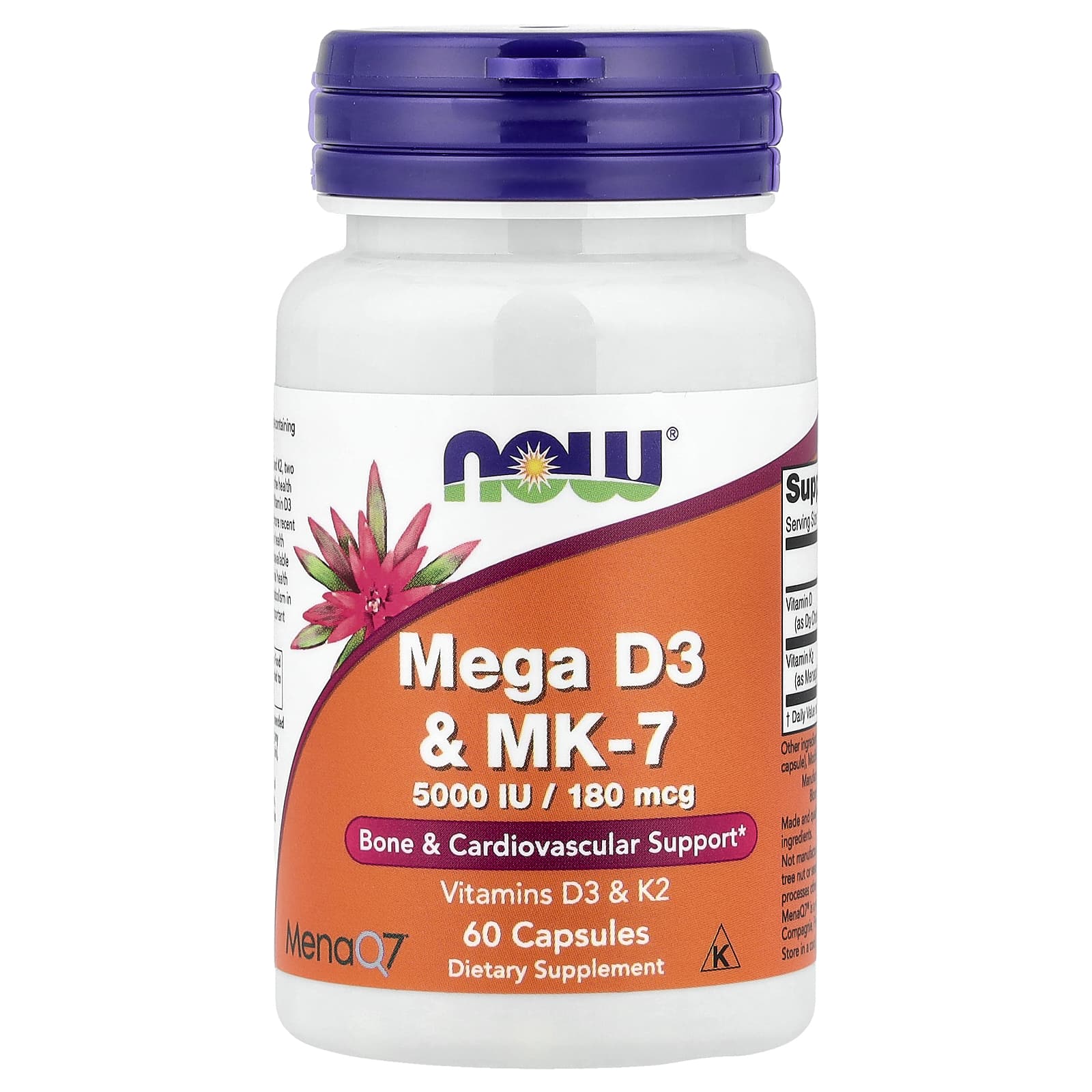 NOW Mega D3 & MK-7 60 Capsules