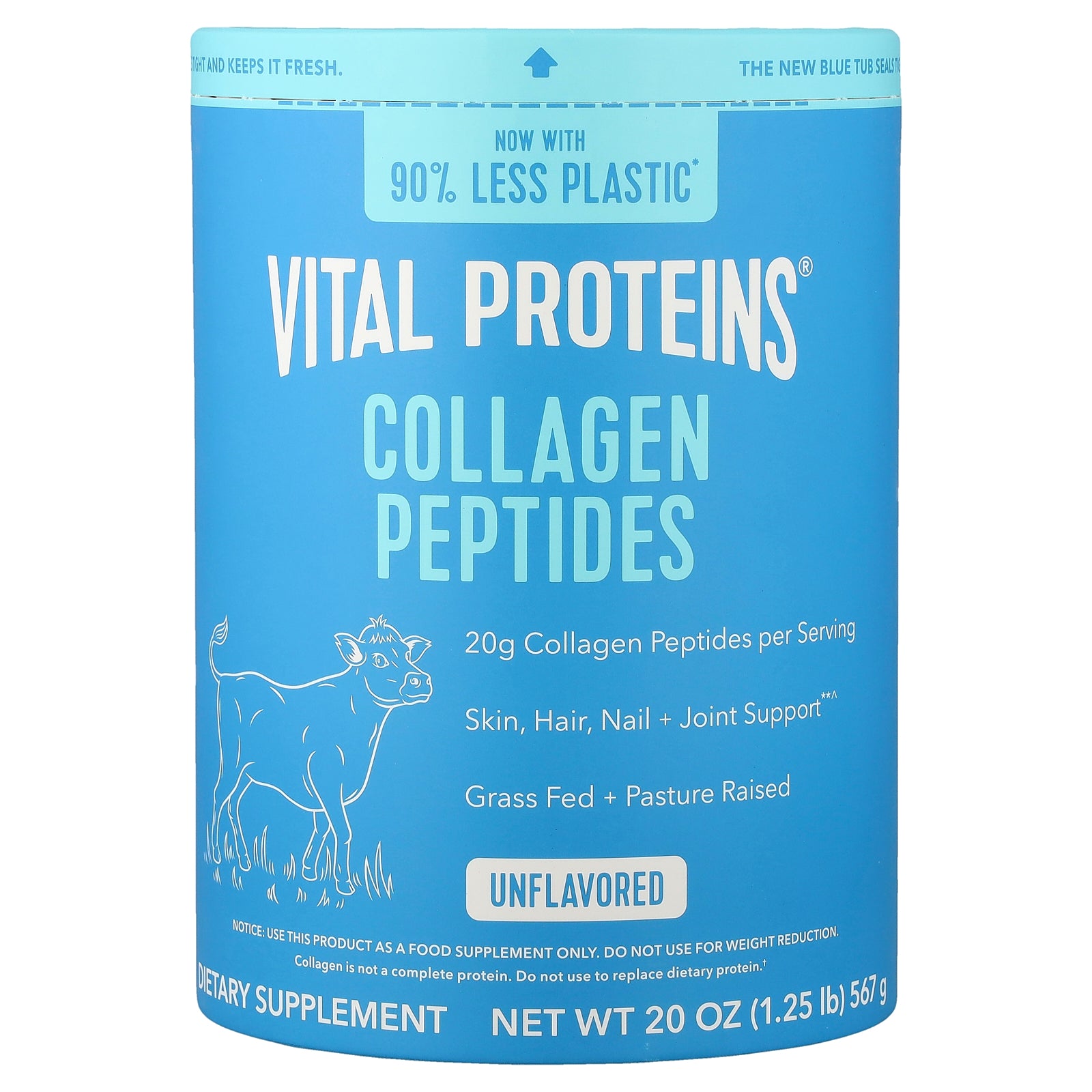 Vital Proteins ببتيدات الكولاجين، 567 جم، العبوة من الأمام