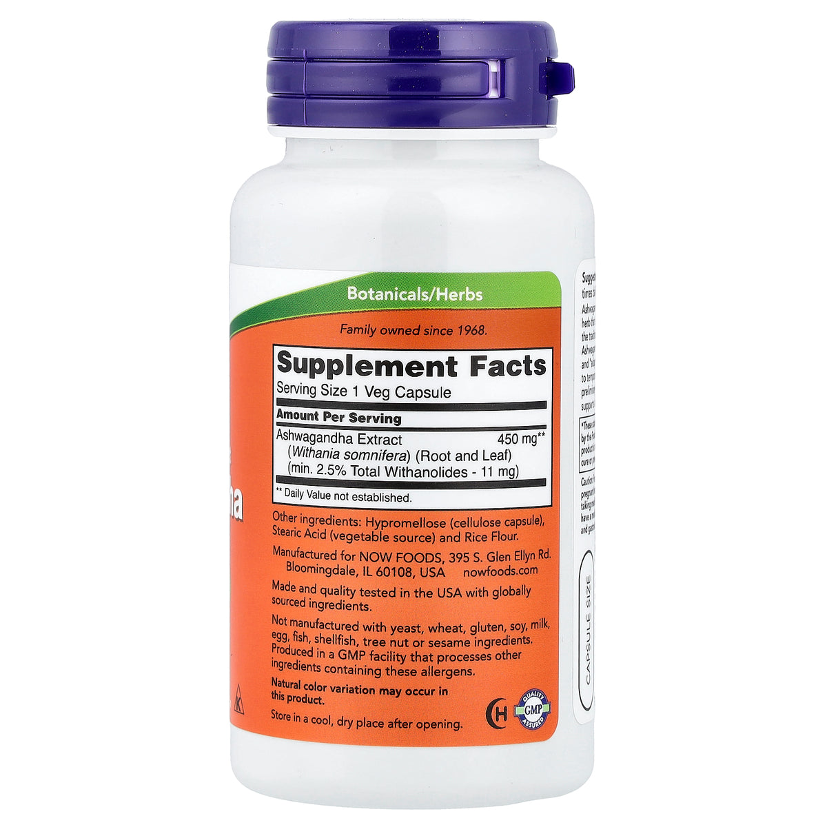 NOW Ashwagandha Standardized Extract 450 mg 90 Capsules