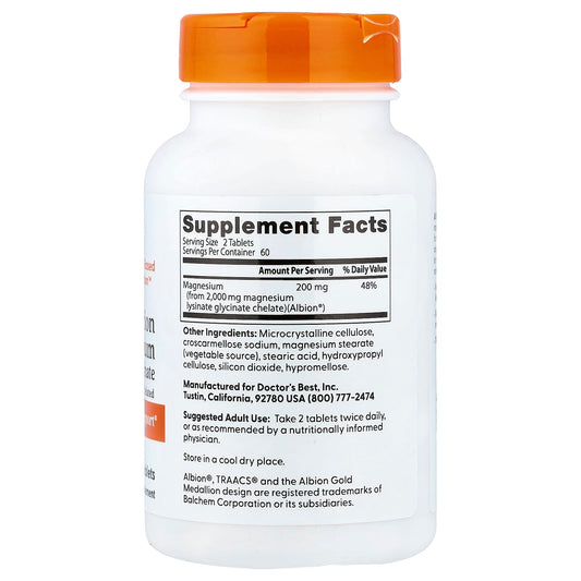 Dr Best Magnesium Lysinate Glycinate 100 mg 120 Tablets