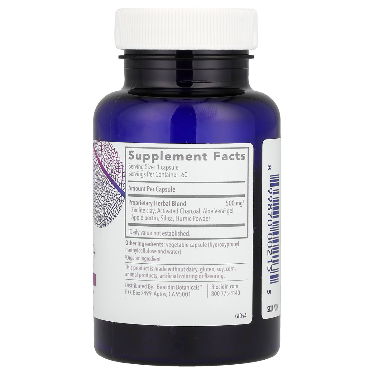 Biocidin Botanicals G.I. Detox + Zeolite Charcoal & Herbal Formula 60 Capsules