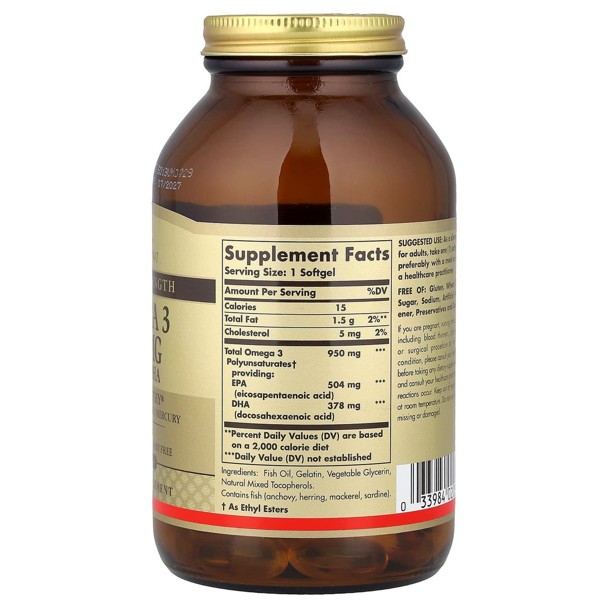 Solgar Omega 3 EPA & DHA Triple Strength 950 mg 100 Softgels