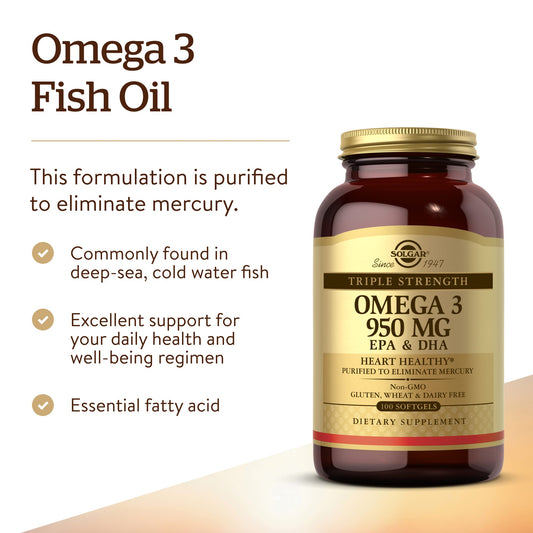 Solgar Omega 3 EPA & DHA Triple Strength 950 mg 100 Softgels