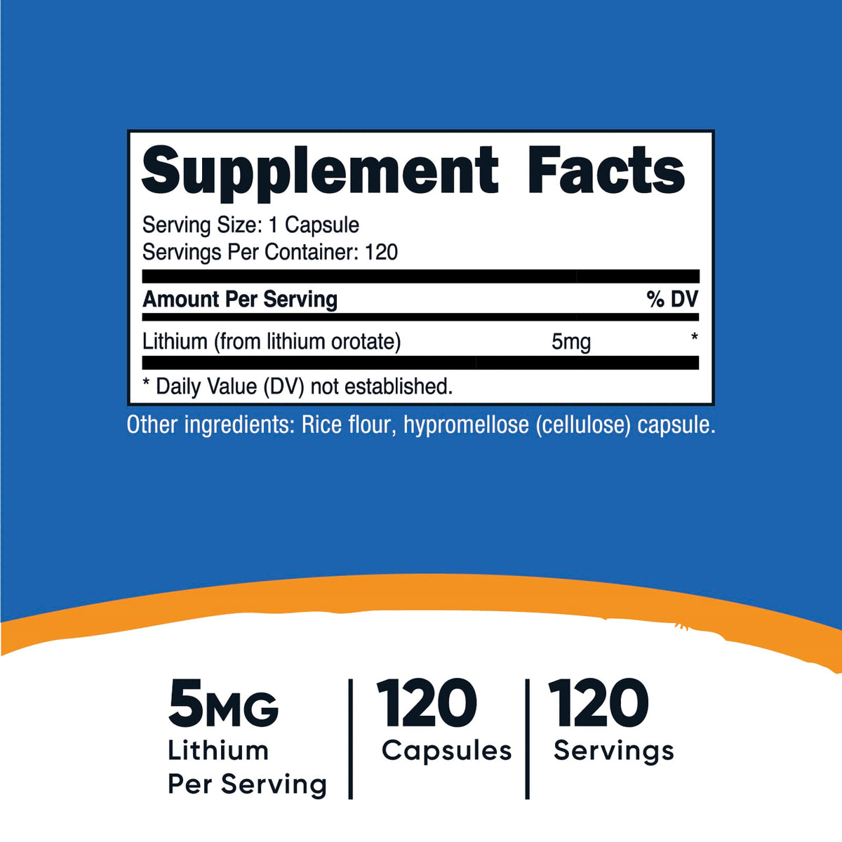 Nutricost Lithium Orotate 5 mg 120 Capsules