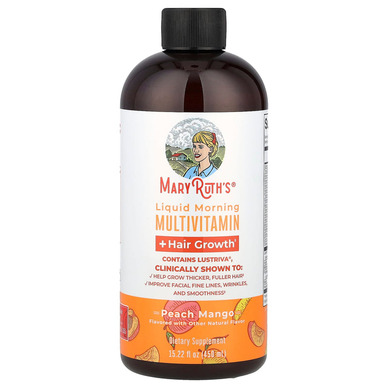 MaryRuth's مالتي فيتامين سائل للشعر — Hair Growth، خوخ ومانجو، 450 مل