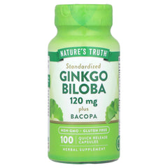Natures Truth Ginkgo Biloba Plus Bacopa 120 mg 100 Capsules