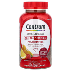Centrum Multi + Omega-3 Multigummies Natural Strawberry Lemon & Orange 110 Gummies