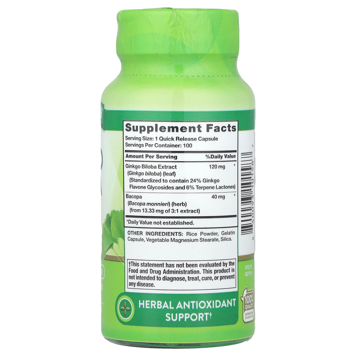 Natures Truth Ginkgo Biloba Plus Bacopa 120 mg 100 Capsules