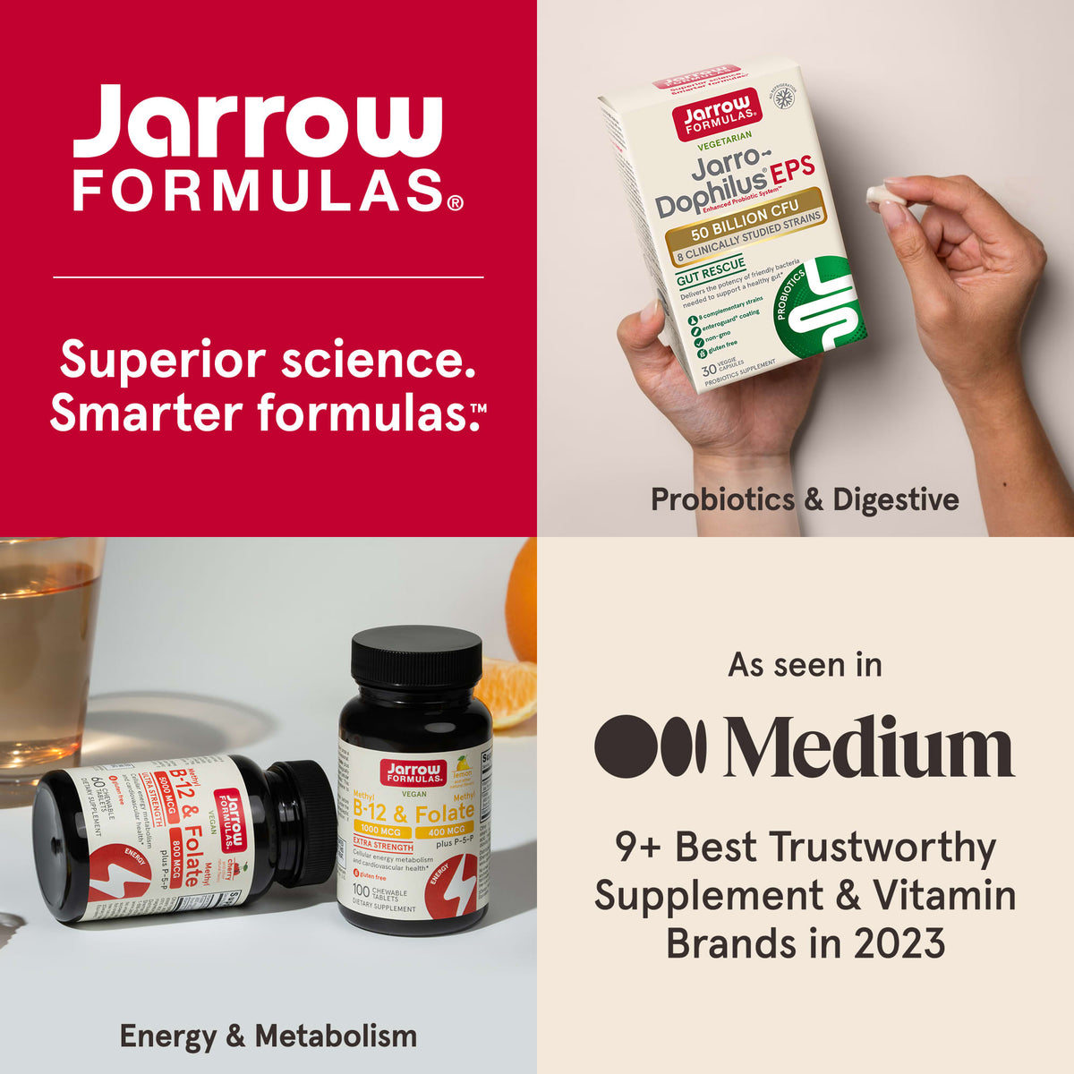 Jarrow Formulas Methyl B-12 & Methyl Folate Cherry 60 Tablets