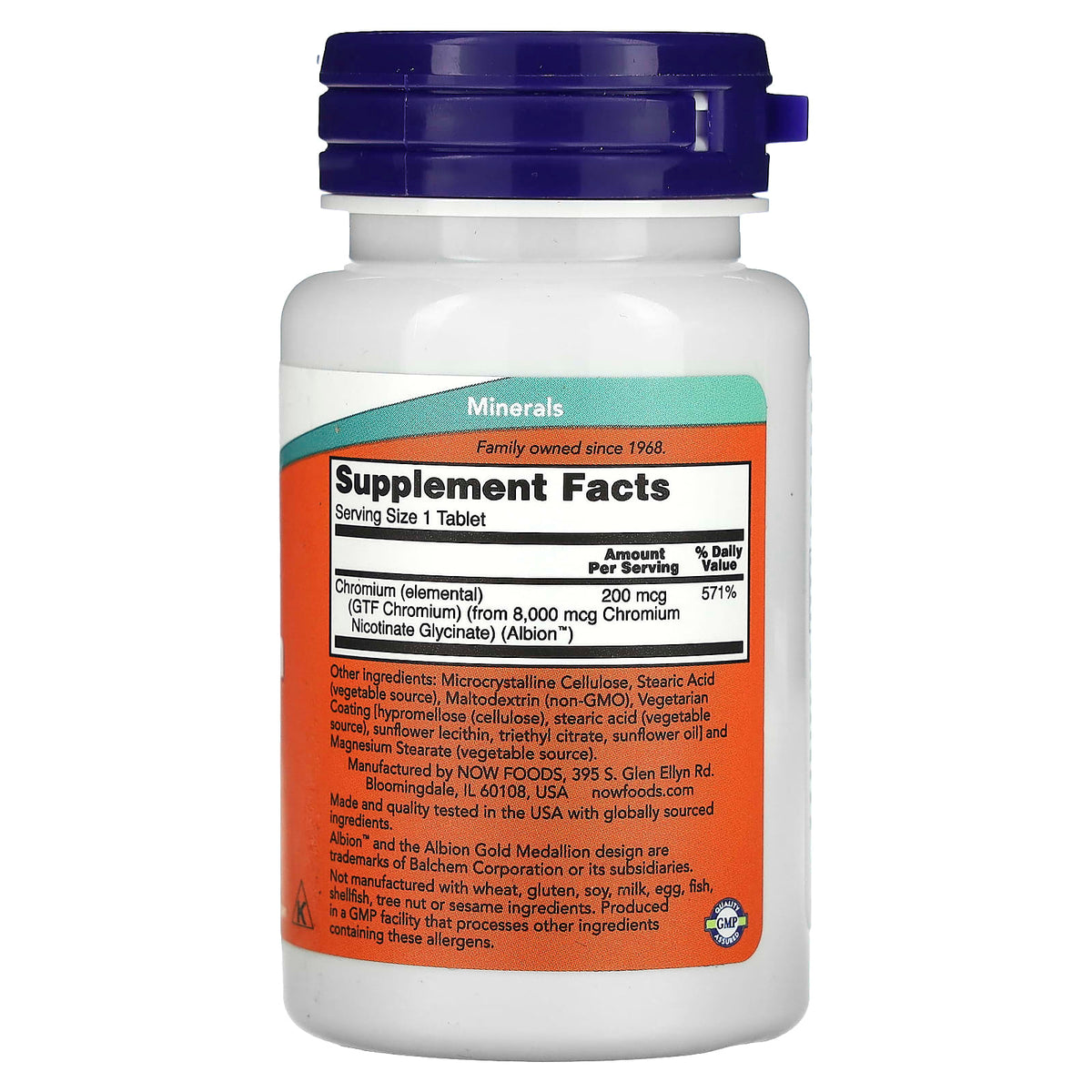 NOW GTF Chromium 200 mcg 100 Tablets