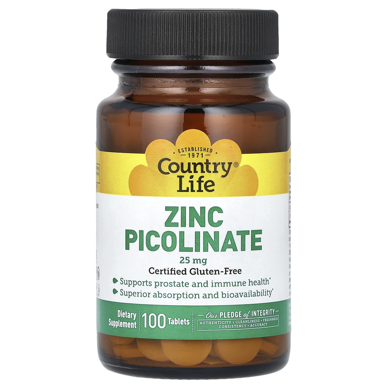 Country Life Zinc Picolinate 25 mg 100 Tablets