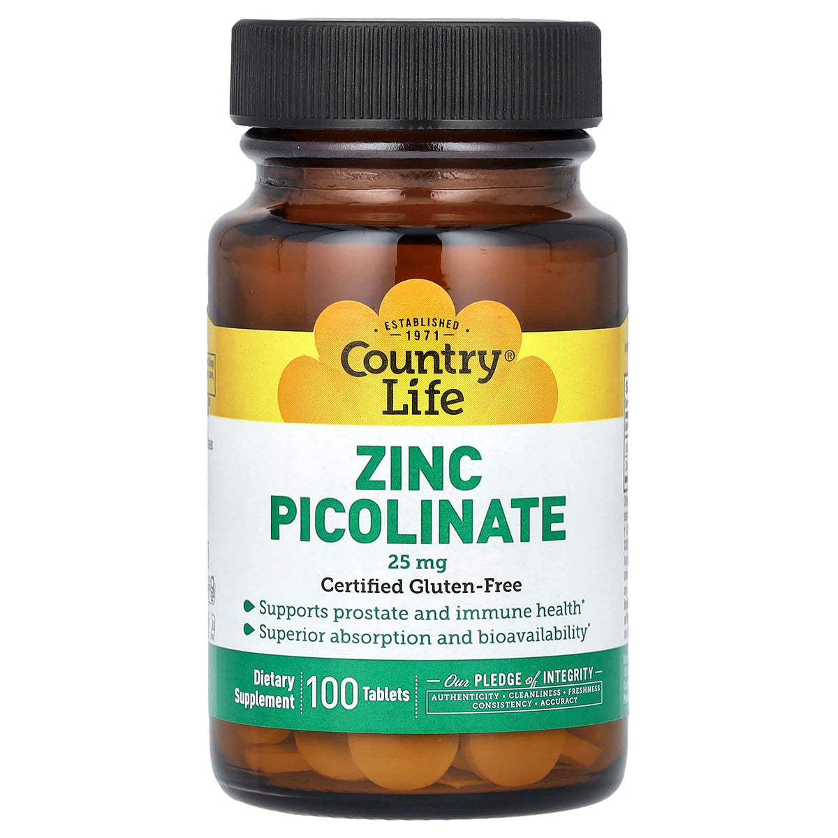 Country Life Zinc Picolinate 25 mg 100 Tablets