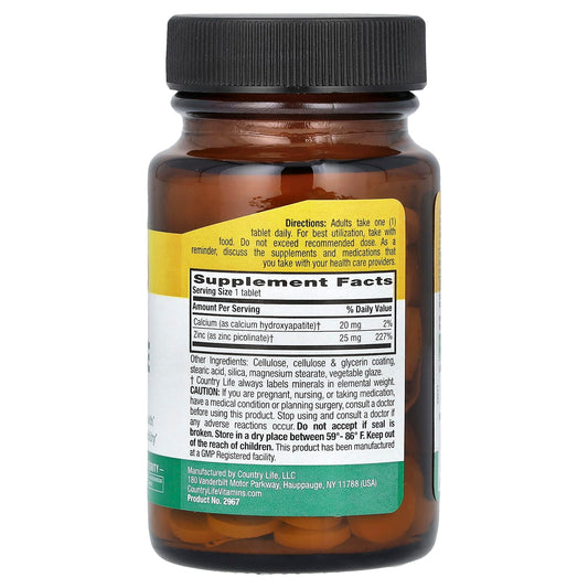 Country Life Zinc Picolinate 25 mg 100 Tablets