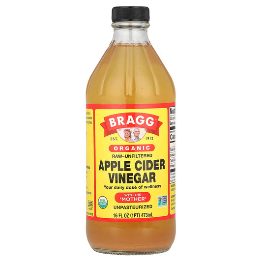 Bragg, Organic Apple Cider Vinegar with The 'Mother', 16 fl oz (473 ml) – براغ، خل التفاح العضوي مع "الأم"، 473 مل