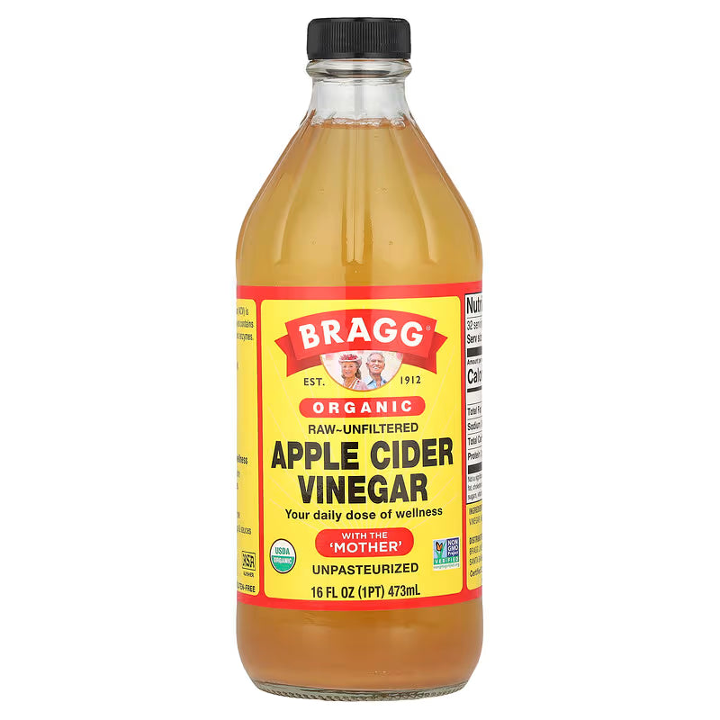 Bragg, Organic Apple Cider Vinegar with The 'Mother', 16 fl oz (473 ml) – براغ، خل التفاح العضوي مع "الأم"، 473 مل