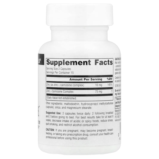 Source Naturals GastricSoothe زنك إل-كارنوزين، 30 كبسولة — صورة 2