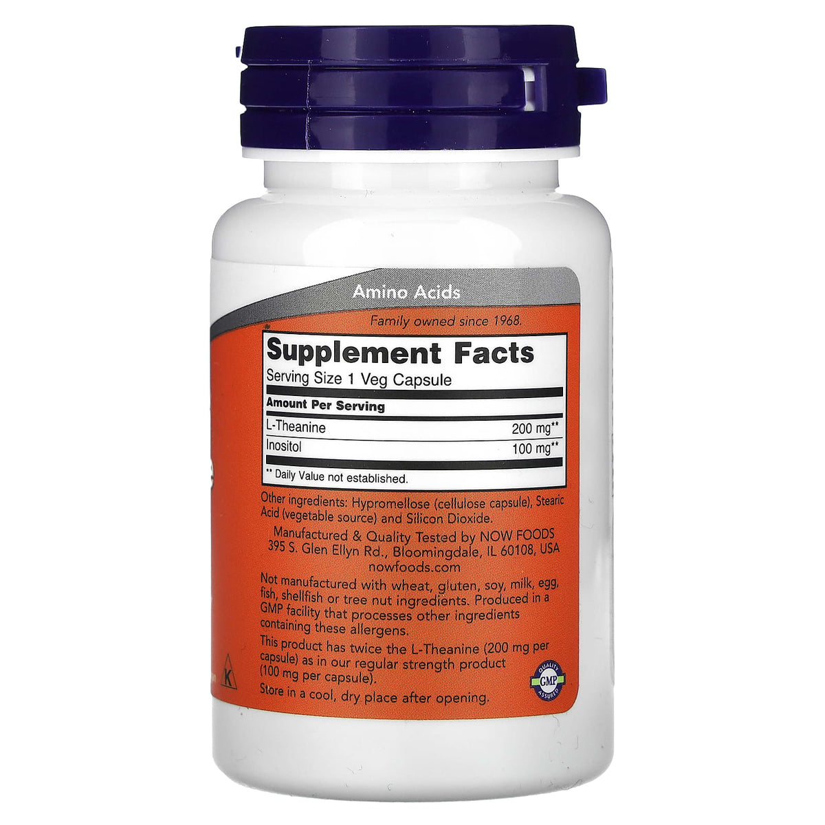 NOW L-Theanine 200 mg 60 Capsules