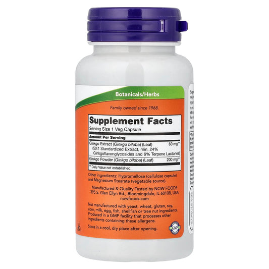 NOW Ginkgo Biloba 60 mg 120 Capsules