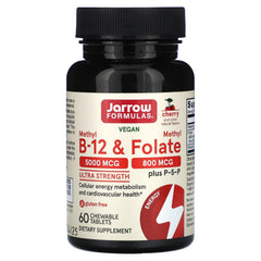 Jarrow Formulas Methyl B-12 & Methyl Folate Cherry 60 Tablets