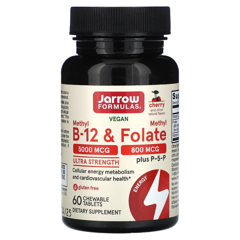 Jarrow Formulas ميثيل B12 وميثيل فولات بنكهة الكرز، 60 قرص
