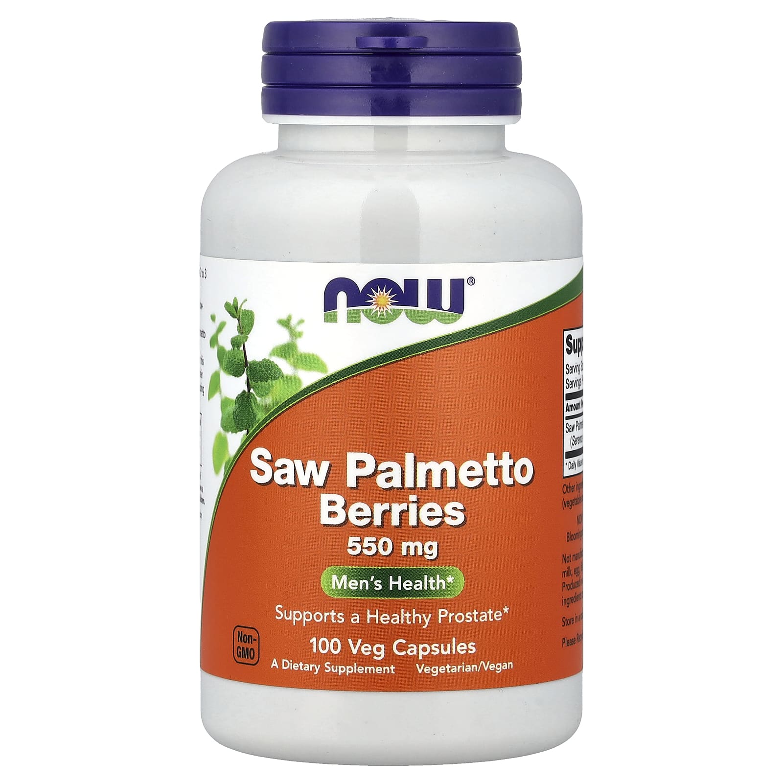 NOW Saw Palmetto Berries 550 mg 100 Capsules