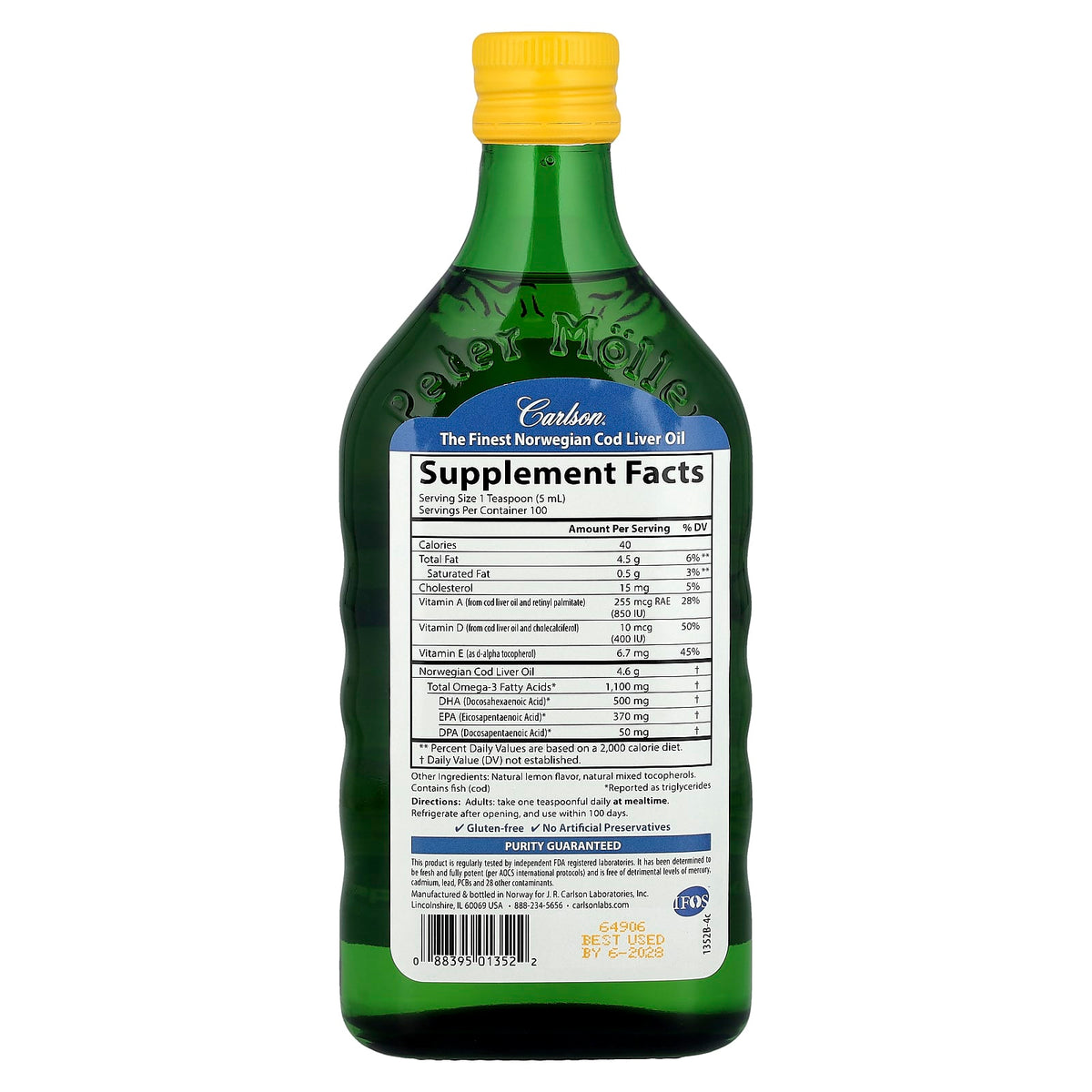 Carlson Cod Liver Oil Natural Lemon 500 ml