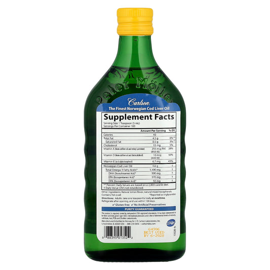 Carlson Cod Liver Oil Natural Lemon 500 ml