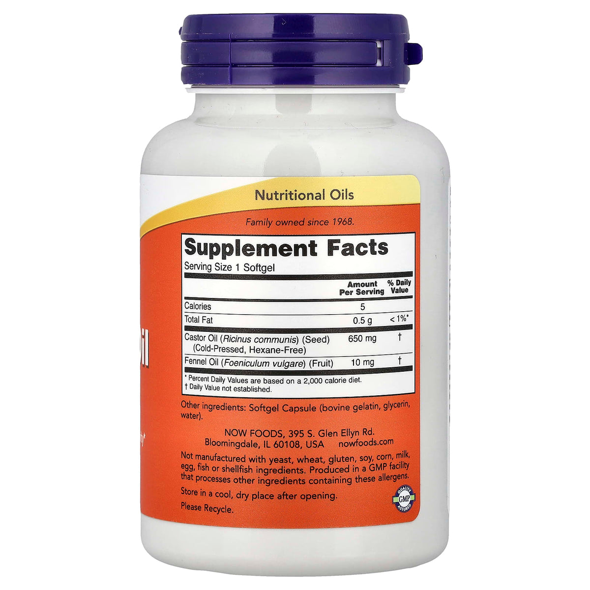 NOW Castor Oil 120 Softgels