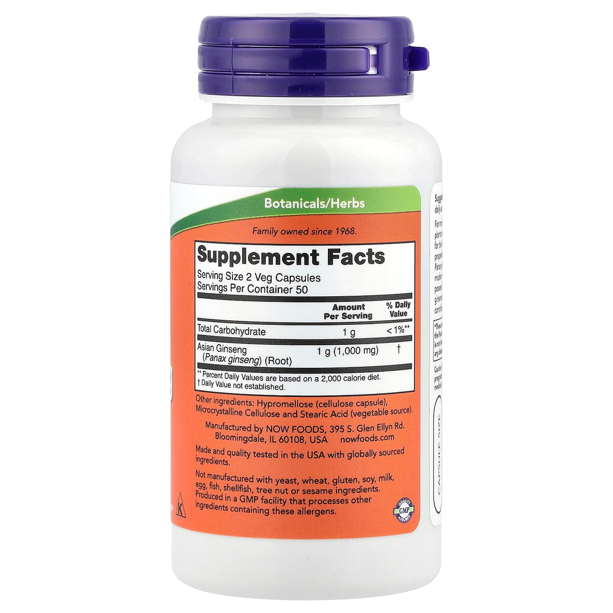 NOW Panax Ginseng 500 mg 100 Capsules