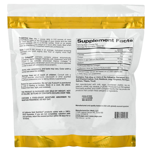 California Gold CollagenUP Hydrolyzed Marine Collagen 464 g