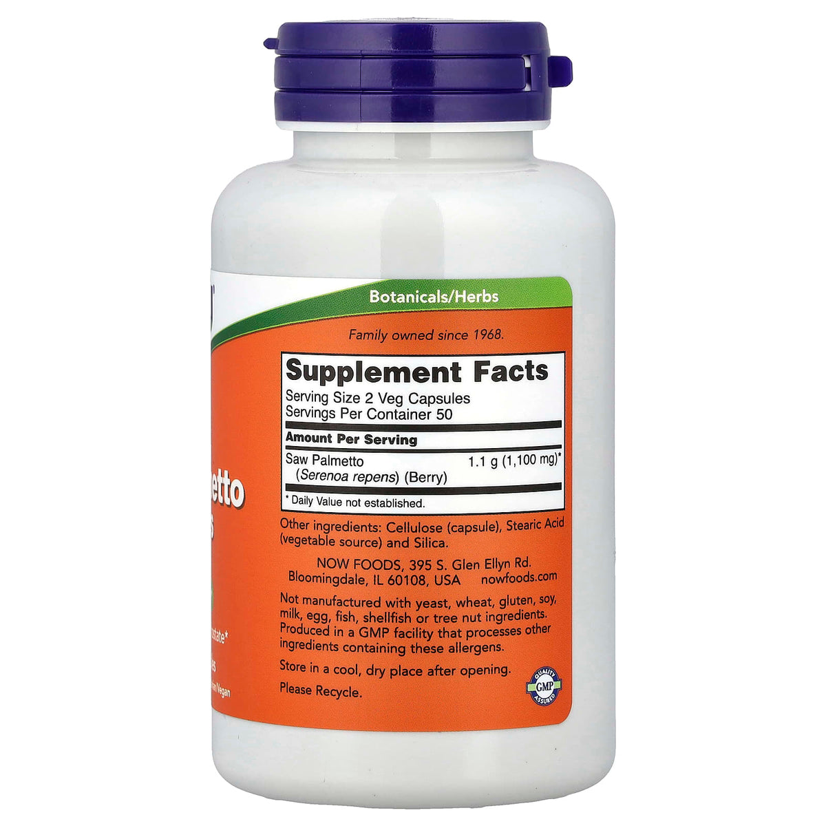 NOW Saw Palmetto Berries 550 mg 100 Capsules