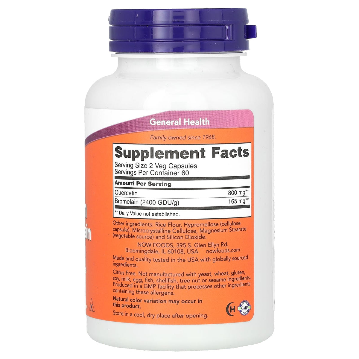 NOW Quercetin with Bromelain 120 Capsules