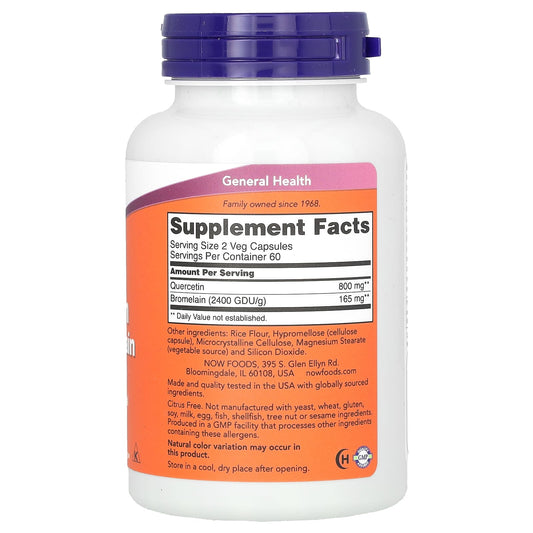 NOW Quercetin with Bromelain 120 Capsules